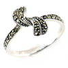 1.93 G. Charming Black Marcasite Real 925 Sterling Silver Jewelry Ring Size 5.5