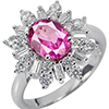 925 Sterling Silver Ring Jewelry with Pink Topaz and CZ Size 9 Natural Gemstone