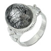 Rutilated Quartz 925 Silver Jewelry 5.67 G. Oval Cabochon Ring Size 8 Natural