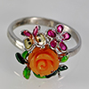 3.99 G. Beautiful Rose Orange Rasin Design Real 925 Sterling Silver Ring Size 9