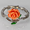 2.23 G. Beautiful Rose Orange Rasin Design Real 925 Sterling Silver Ring Size 6