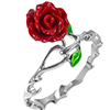 925 Sterling Silver Ring Jewelry with Beautiful Rose Red Resin Design Size 6