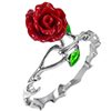 Real 925 Sterling Silver Jewlery Ring Design Beautiful Rose Red Resin Size 8