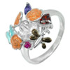 4.75 G. Design Charming Flower Enamel Design Real 925 Sterling Silver Ring Size7