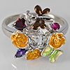 5.02 G. Beautiful Flower Enamael Design Real 925 Sterling Silver Ring Size 8