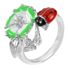7.20 G. Beautiful Ladybug Enamael Design Real 925 Sterling Silver Ring Size 7