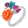 4.48 G. Design Flower Resin with Enamel Real 925 Sterling Silver Ring Size 9