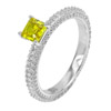 Yellow CZ Real 925 Sterling Silver Jewelry 3.03 G. Good Square Ring Size 7.5