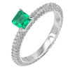 2.97 G. Real 925 Sterling Silver Jewelry Ring Size 8 Good Square Green CZ