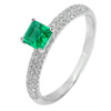 925 Sterling Silver Ring Jewelry with Square Green and white CZ Size 9