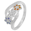 2.11 G. Nice Design Flower Multi-Color CZ Real 925 Sterling Silver Ring Size 7