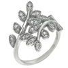 2.99 G. Lovely CZ Real 925 Sterling Oxidized Silver Olive Leaf Ring Size 6.5