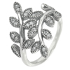 3.05 G. White CZ Real 925 Sterling Oxidized Silver Olive Leaf Ring Size 6.5