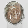 925 Sterling Silver Ring Size 6 Oval Cabochon Natural Gem Moss Quartz  73.44 G.