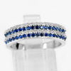 925 Sterling Silver Jewelry Ring Size 6 with Round Shape Blue White CZ 3.56 G.