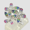 925 Sterling Silver Jewelry Ring Size 7 with Round Shape Multi-Color CZ 5.76 G.
