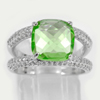 925 Sterling Silver Jewelry Ring Size 6 with Cushion Checkboard Green CZ 4.37 G.