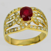 1.90 ct. Natural Gem Red Ruby with White Diamond 14K Solid Gold Ring Size 6.5