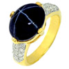 6.34 Ct. Natural Blue Star Sapphire 6 Rays with Diamond 18K Solid Gold Ring 6.5