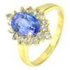2.19 Ct. Natural Gemstone Blue Tanzanite and White Sapphire 14K Solid Gold Ring