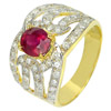 1.29 Ct. Natural Gemstone Red Ruby and White Diamond 14K Solid Gold Ring Size6.5