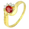 Natural Gemstone Red Songea Sapphire and Diamond 14K Solid Gold Ring Sz 6.5