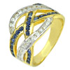 Natural Gemstone Blue Sapphire and White Diamond 14K Solid Gold Ring