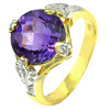4.63 Ct. Natural Gemstone Violet Amethyst & Diamond 14K Solid Gold Ring