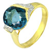 4.37 Ct. Natural Gemstone London Blue Topaz and Diamond 14K Solid Gold Ring