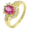0.72 Ct. Natural Gemstone Pink Tourmaline and White Sapphire 14K Solid Gold Ring