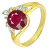 2.83 Ct. Natural Red Ruby & Diamond 14K Solid Gold Ring Size 6.5