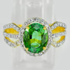Beautiful Color 2.35 Ct. Natural Green Tourmaline & Diamond 18K Solid Gold Ring