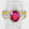 2.35 Ct. Natural Pink Tourmaline & Diamond 18K Solid Gold Ring