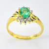 0.55 Ct. Natural Green Emerald & White Diamond 18K Solid Gold Ring