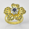 6.62 G. Natural Blue Sapphire & White Diamond 18K Solid Gold Ring