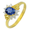1.00 Ct. Natural Blue Sapphire with White Diamond 18K Solid Gold Ring Size 6