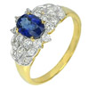 1.14 Ct. Natural Blue Sapphire with White Diamond 18K Solid Gold Ring Size 6.5