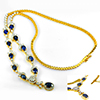 7.83 Ct. Natural Blue Sapphire and Diamond 18k Gold Jewelry Necklace 16 Inch.