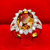 4.86 Ct. Natural Yellow Sapphire with White Diamond 18K Solid Gold Ring Size 7