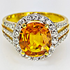 3.34 Ct. Natural Yellow Sapphire with White Diamond 18K Solid Gold Ring Size 7