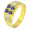 0.42 Ct. Natural Blue Sapphire with White Diamond 18K Solid Gold Ring Size 9