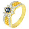 18K Solid Gold Ring Jewelry with Natural Blue Sapphire and Diamond Size 6.5