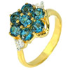 2.19 Ct. Natural London Blue Topaz with Diamond 18K Solid Gold Ring Size 6.5