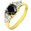 1.69 Ct. Natural Black Loose Diamond with White Diamond 18K Solid Gold Ring 6.5