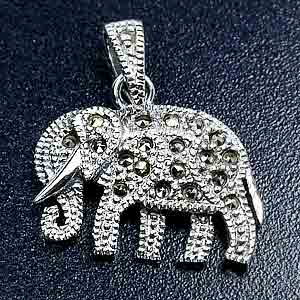 3.86 G. Natrual Black Marcasite 925 Silver Jewelry Pendent