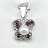 3.06 G. Gems Natural Pearl Red Ruby Real 925 Sterling Silver Pendant Beautiful