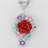3.22 G. Beautiful Red Flower Resin Enamel Real 925 Sterling Silver Pendant 3.22 G. Beautiful Red Flower Resin Enamel Real 925 Sterling Silver Pendant