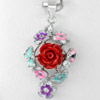 Good 3.19 G. Red Flower Resin and Flower Enamel Real 925 Sterling Silver Pendant Good 3.19 G. Red Flower Resin and Flower Enamel Real 925 Sterling Silver Pendant