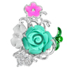 3.60 G. Lovely Green Flower Resin Desing Real 925 Sterling Silver Pendant