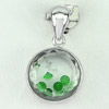 2.19 G. Beautiful with Cz Green Round Real 925 Sterling Silver Jewelry Pendant